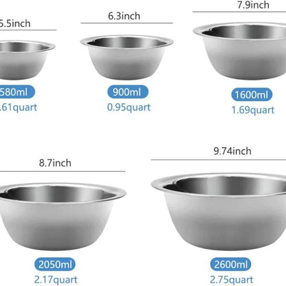 Mixing Bowl Set of 5 Stainless Steel - Loft&Timber