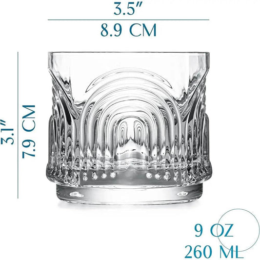 Vintage Lowball Cocktail Glasses, Set Of 4, 9 Oz