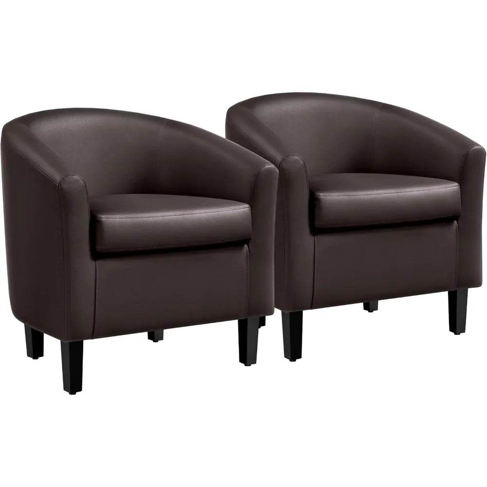 PU Leather Accent Chairs, Modern Barrel Chairs Side Chairs - Loft&Timber