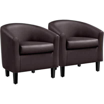 PU Leather Accent Chairs, Modern Barrel Chairs Side Chairs - Loft&Timber