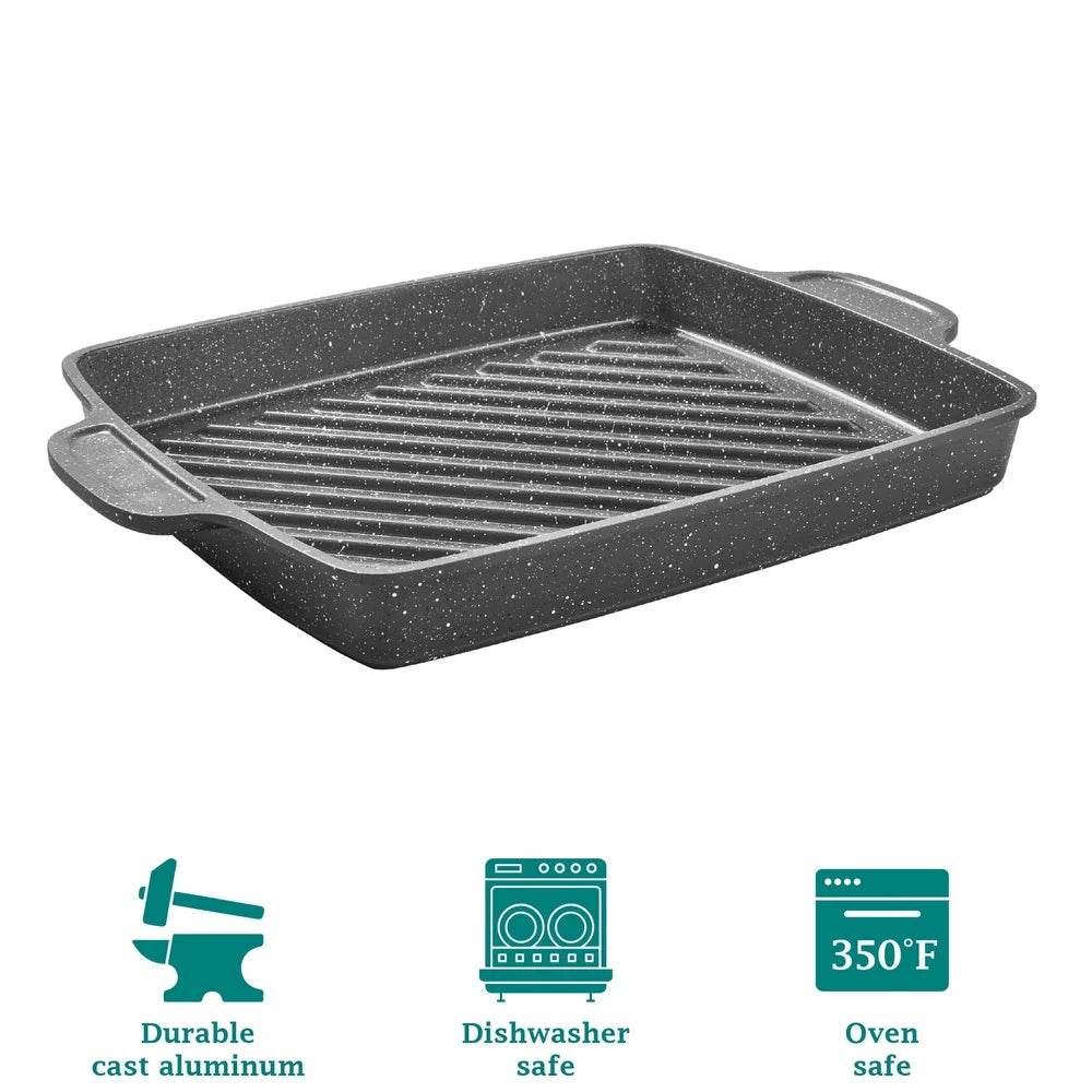 12 Inch Square Non-Slip Handle Cast Aluminum Steak Pan Non-Stick Coating - Loft&Timber