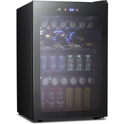 4.5 Cu.ft Beverage Refrigerator and Cooler, 145 Can Mini Fridge Glass Door