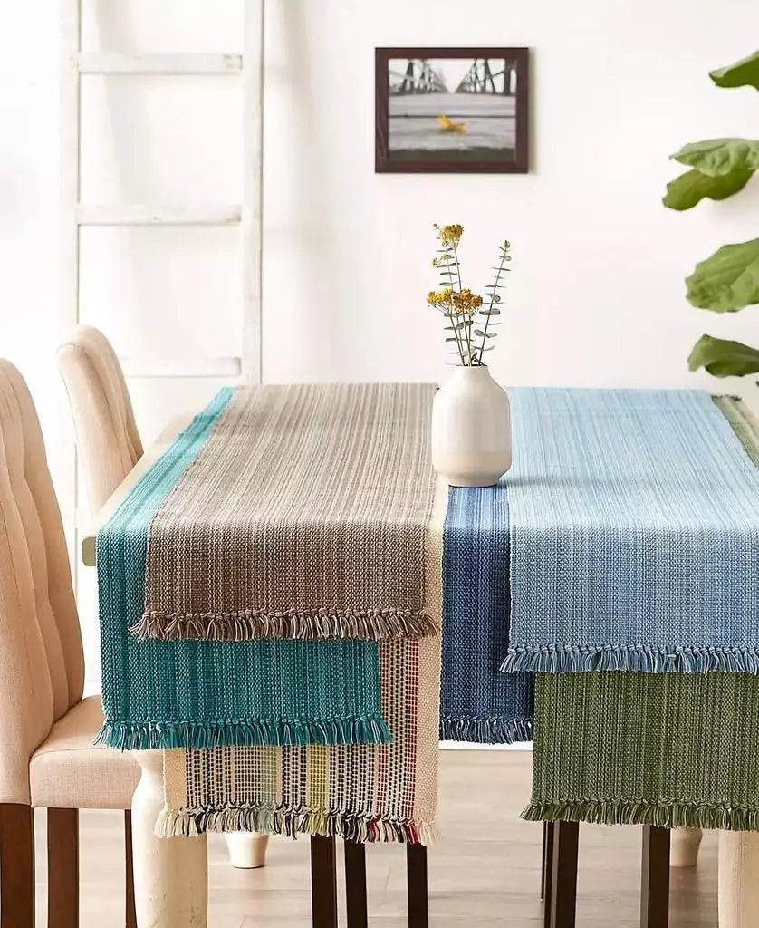 Variegated Fringe Table Runner, 13x108 Inches - Loft&Timber