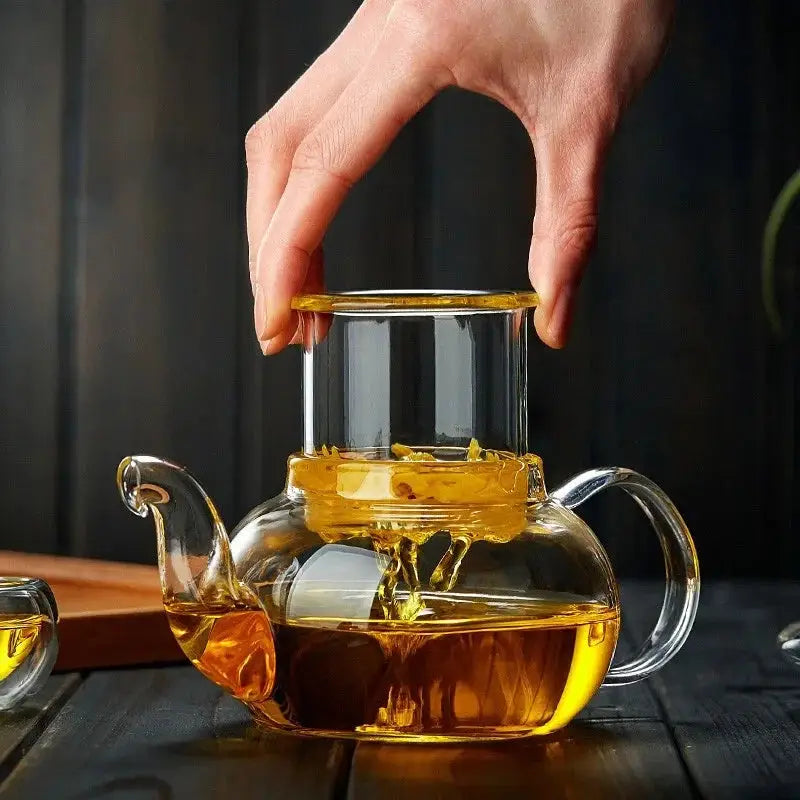 High Borosilicate Glass Flower Teapot Set: Heat-Resistant, Filterable, 400ml/1000ml" - Loft&Timber