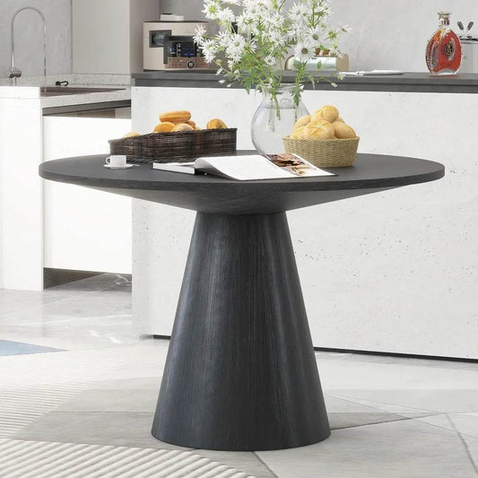 Round Dining Table, Retro Style Wooden Round Dining Table - Loft&Timber