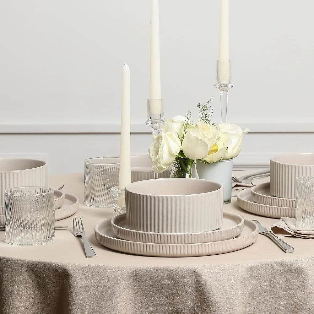 Durable Stoneware Salad Plate Set 4