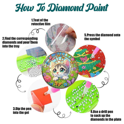 8Pcs Wooden Cats Diamond Painting Coasters - Loft&Timber