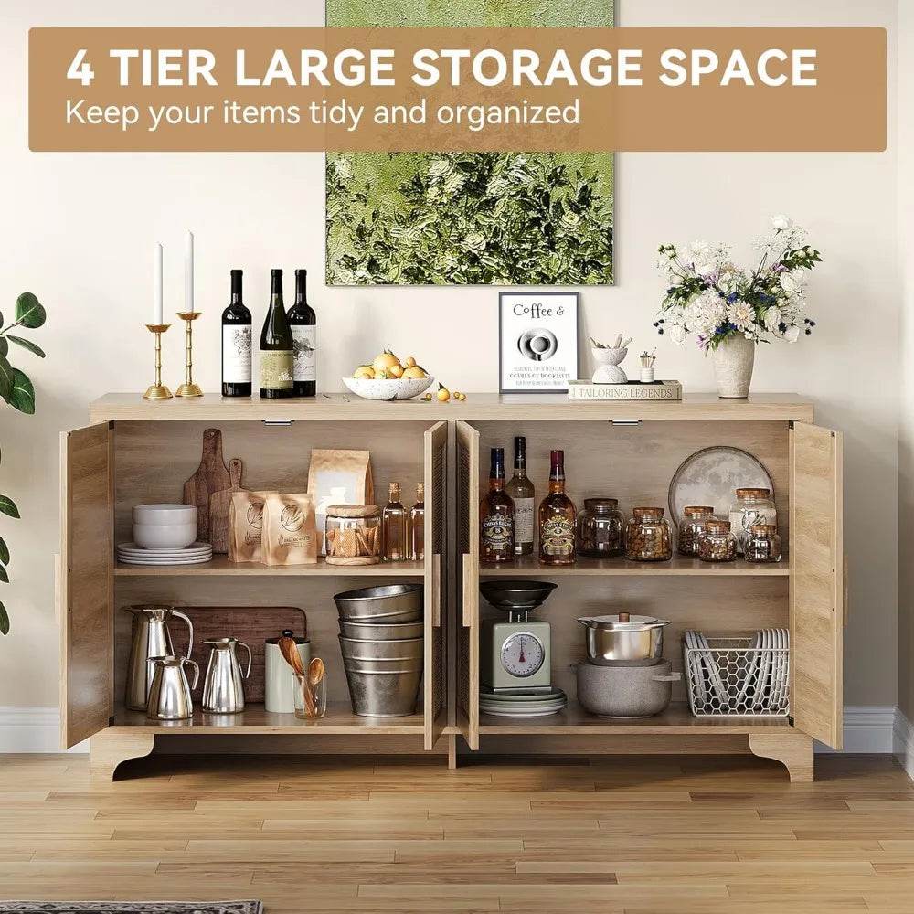 Natural Rattan Sideboard Buffet Cabinet with Storage - Loft&Timber