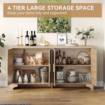 Natural Rattan Sideboard Buffet Cabinet with Storage - Loft&Timber