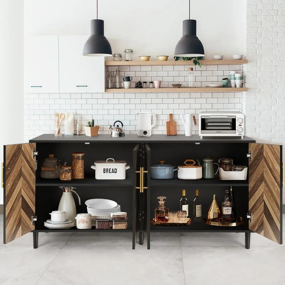 Modern Sideboard Buffet Cabinet 58" with 4 Doors - Loft&Timber