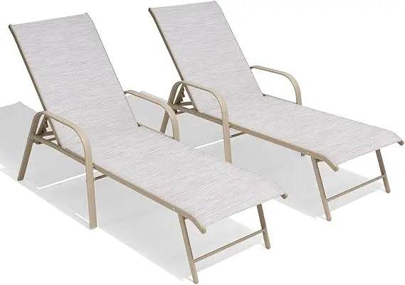 Chaise Lounge Chair Outdoor with Armrests, Set of 2 - Loft&Timber