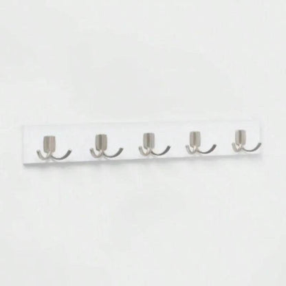 Modern 5 Hook Bar Nickel/White - Wall Mounted Hook Rack - Loft&Timber