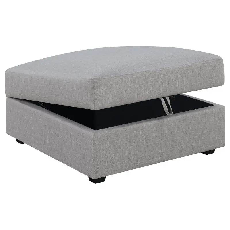 Gray Square Upholstered Storage Ottoman with Modern Design - Loft&Timber