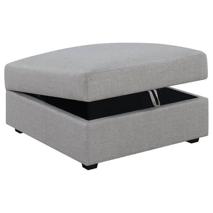 Gray Square Upholstered Storage Ottoman with Modern Design - Loft&Timber