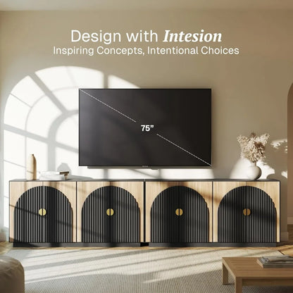 65" Symmetrical Fluted Buffet Cabinet with Storage - Loft&Timber