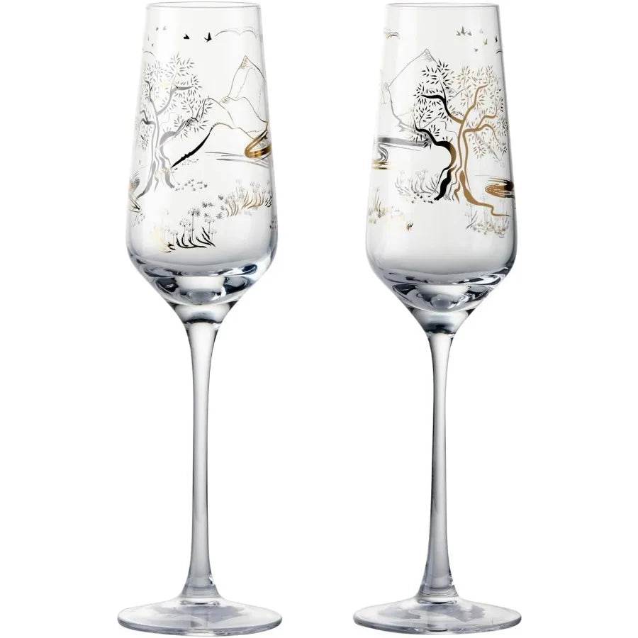 Skye Handmade Champagne Flutes with Hebridean Design 8.5 oz - Loft&Timber