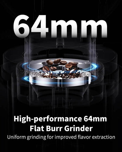 Professional 64mm Burr Coffee Grinder with 100 Grind Settings and All-Metal Chamber, Coffee Bean Grinder - Loft&Timber
