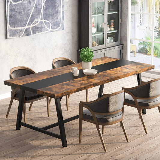 Tribesigns Dining Table for 8 People, 70.87" Rectangular Wood Kitchen Table - Loft&Timber
