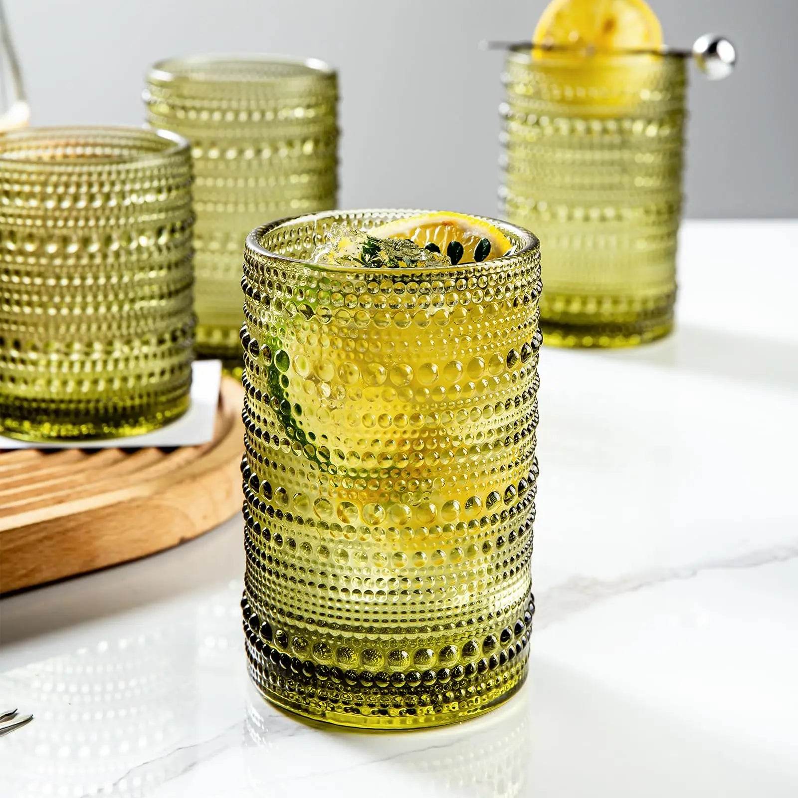 8PCS Vintage Raindrop Glass Cup 300/400ML Highball Glasses - Loft&Timber