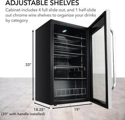 Customizable Beverage Refrigerator with Double-Layer Glass Door, 136-Can Drink Mini Fridge with Lock & Digital Control