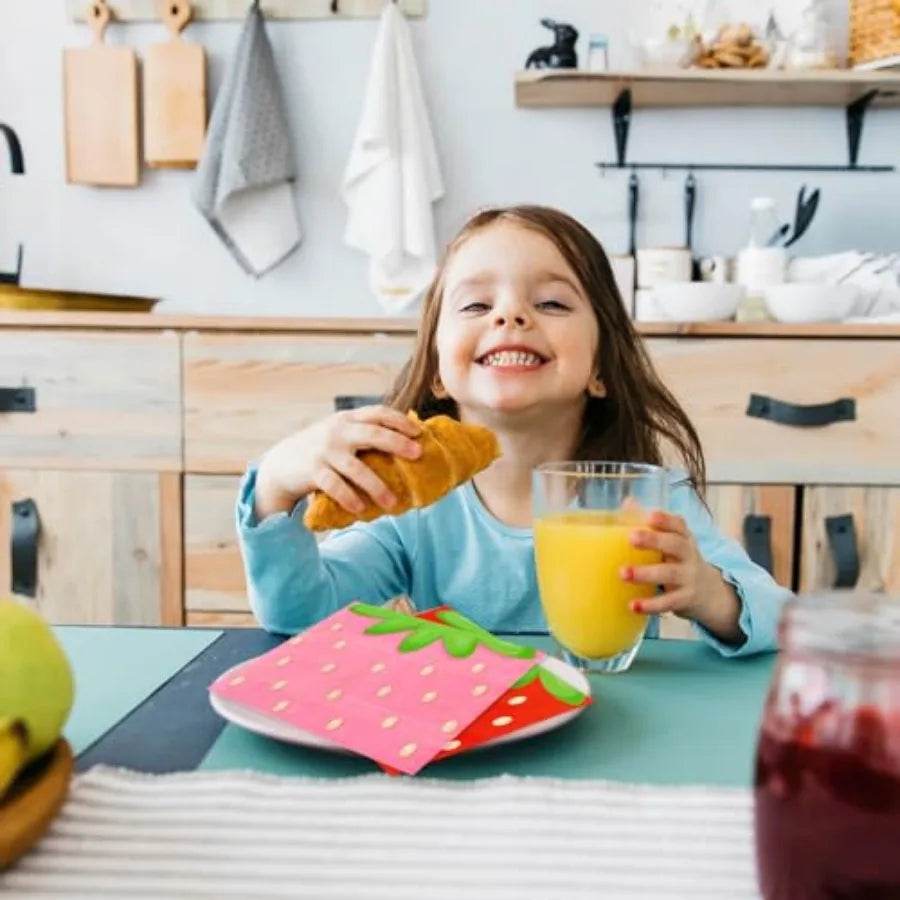 Strawberry Party napkins 6.5 x 6.5 Ih Pink and Red Strawberries - Loft&Timber