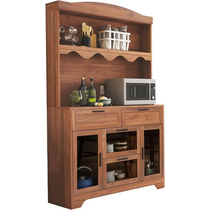 Large Farmhouse Kitchen Pantry Storage Cabinet with Microwave Stand - Loft&Timber