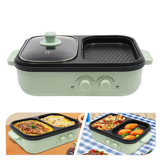 2-In-1 Electric Green Hot Pot,110V