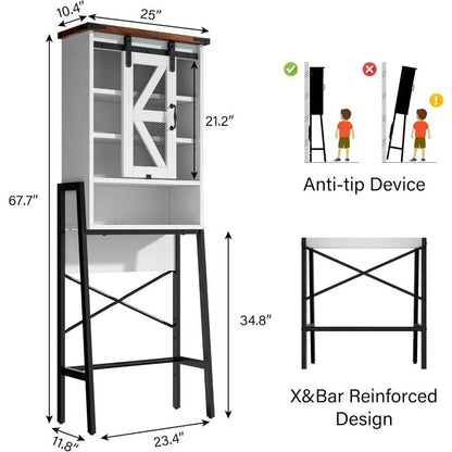 rustic farmhouse-style toilet storage cabinet with adjustable shelves and barn door - Loft&Timber