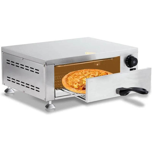Electric Countertop Pizza Oven, Commercial Indoor Pizza Oven Stainless Steel 1100W with Removable Crumb Tray - Loft&Timber