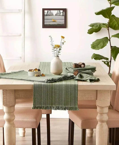 Variegated Fringe Table Runner, 13x108 Inches - Loft&Timber