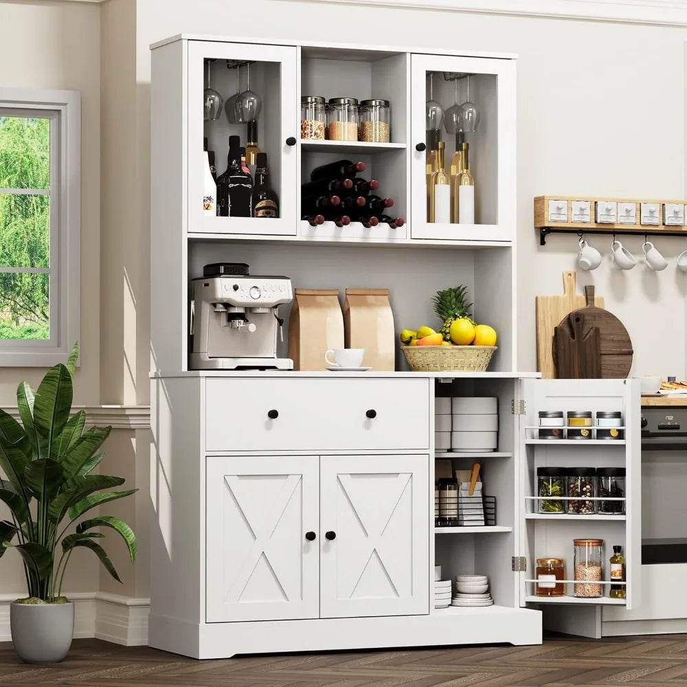 Tall Kitchen Pantry Storage Cabinet with Wine Rack - Loft&Timber