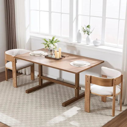 63" Farmhouse Dining Table for 4-6 People, Rectangular Wood Dinner Table - Loft&Timber