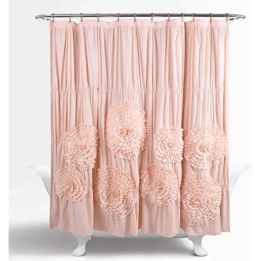 Serena 72 Wide x 72 Long Ruffled Shower Curtain in Blush Pink - Loft&Timber