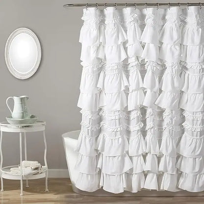 Kemmy Ruffled shower curtain, single, 72" w x 72", white