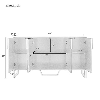 Modern sideboard with Four Doors; Metal handles & Legs - Loft&Timber