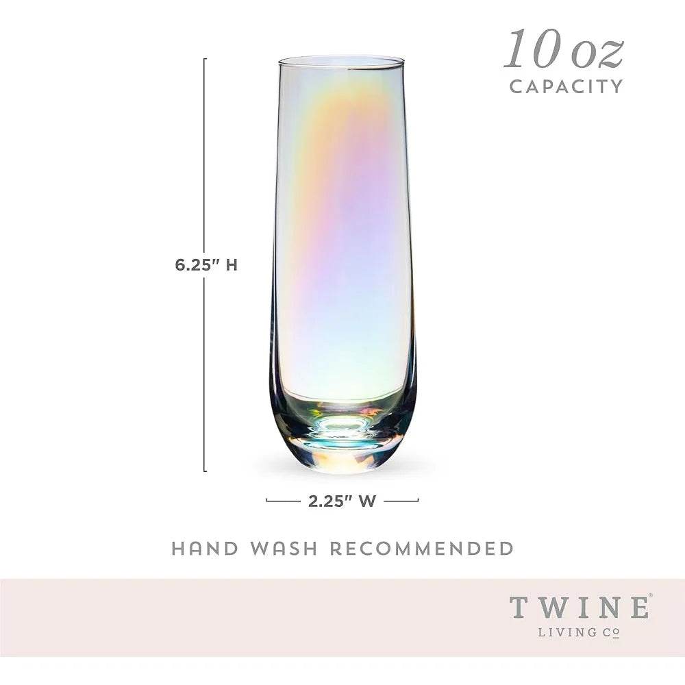 Lustrous Iridescent Stemless Champagne Glasses Set Colorful - Loft&Timber