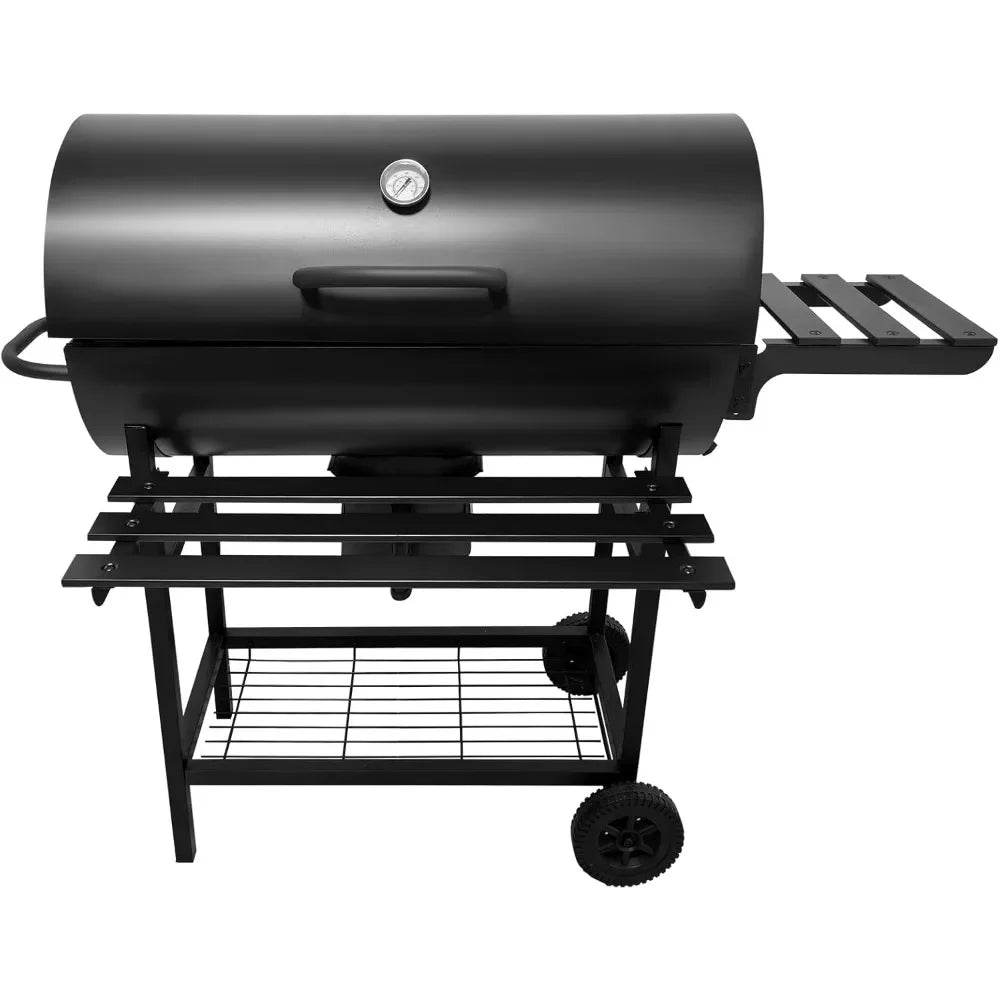 Charcoal BBQ Grill, 2 Foldable Side Tables, 28-Inch - Loft&Timber