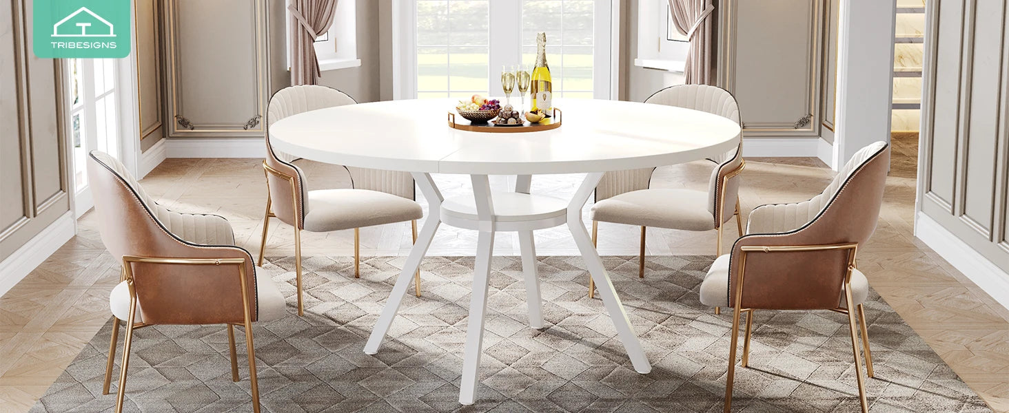 Tribesigns Round Dining Table for 4-6 People, 47" - Loft&Timber
