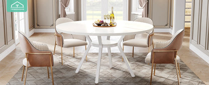 Tribesigns Round Dining Table for 4-6 People, 47" - Loft&Timber