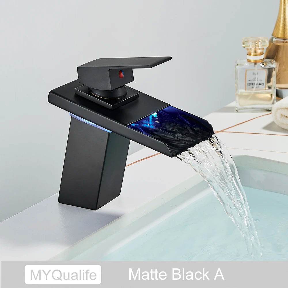 Luxury LED Color Changing Waterfall Basin Sink Faucet - Loft&Timber