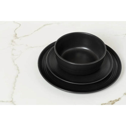 Set of 6 Matte Black Round Stoneware Salad Plates - Loft&Timber