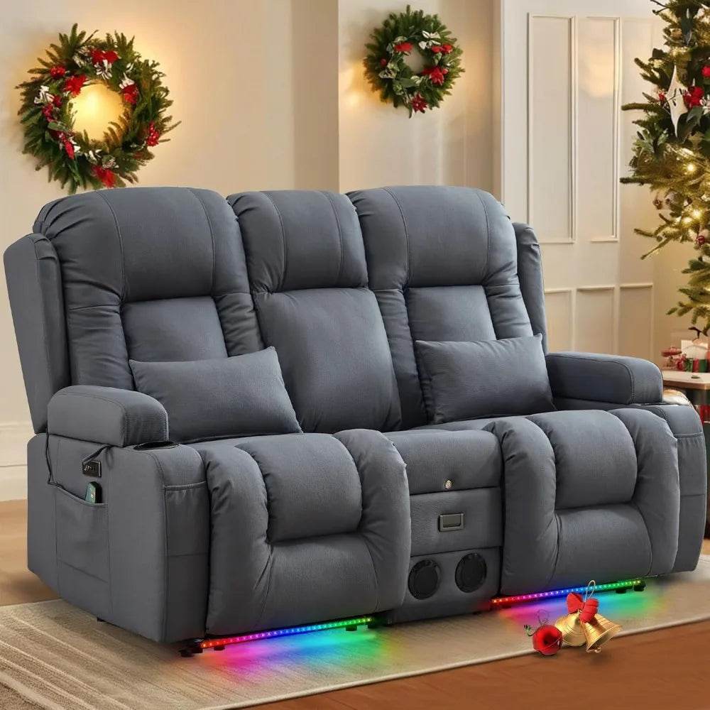 Power Loveseat Recliner Sofa with Massage & Heat - Loft&Timber