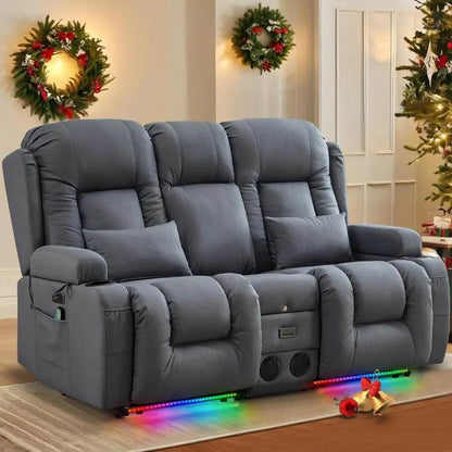 Power Loveseat Recliner Sofa with Massage & Heat - Loft&Timber