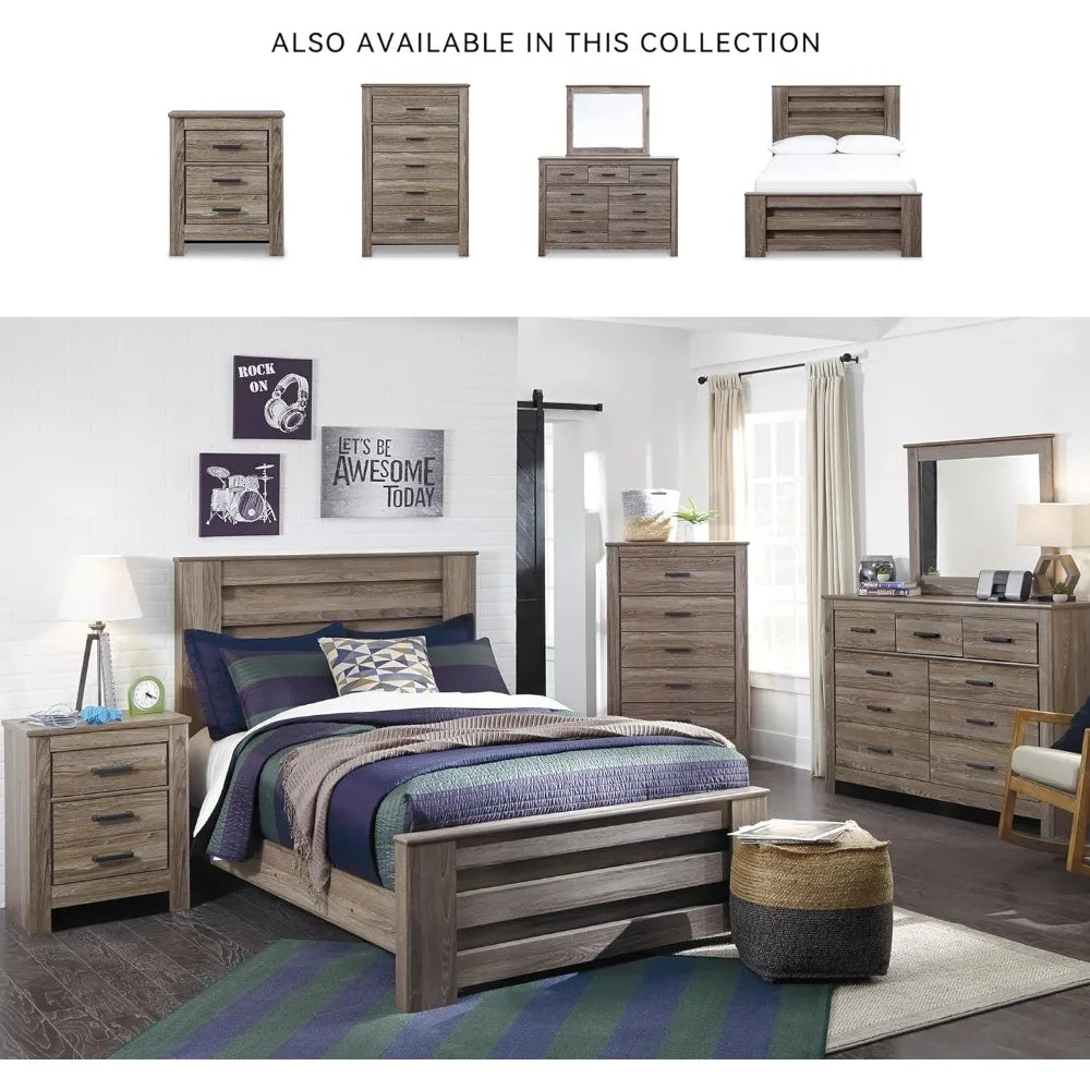 ashley zelen signature rustic modern two-drawer nightstand, 29.45" height, warm gray finish