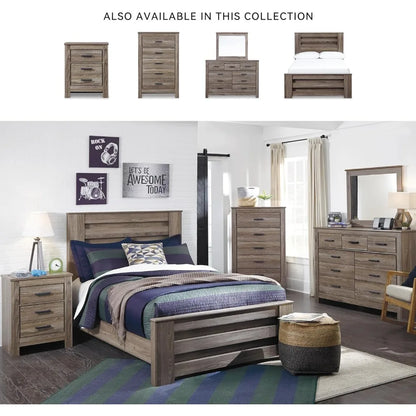 ashley zelen signature rustic modern two-drawer nightstand, 29.45" height, warm gray finish