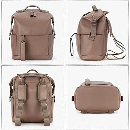 New 6 Types PU Leather Mommy Bag Large Capacity Backpack - Loft&Timber