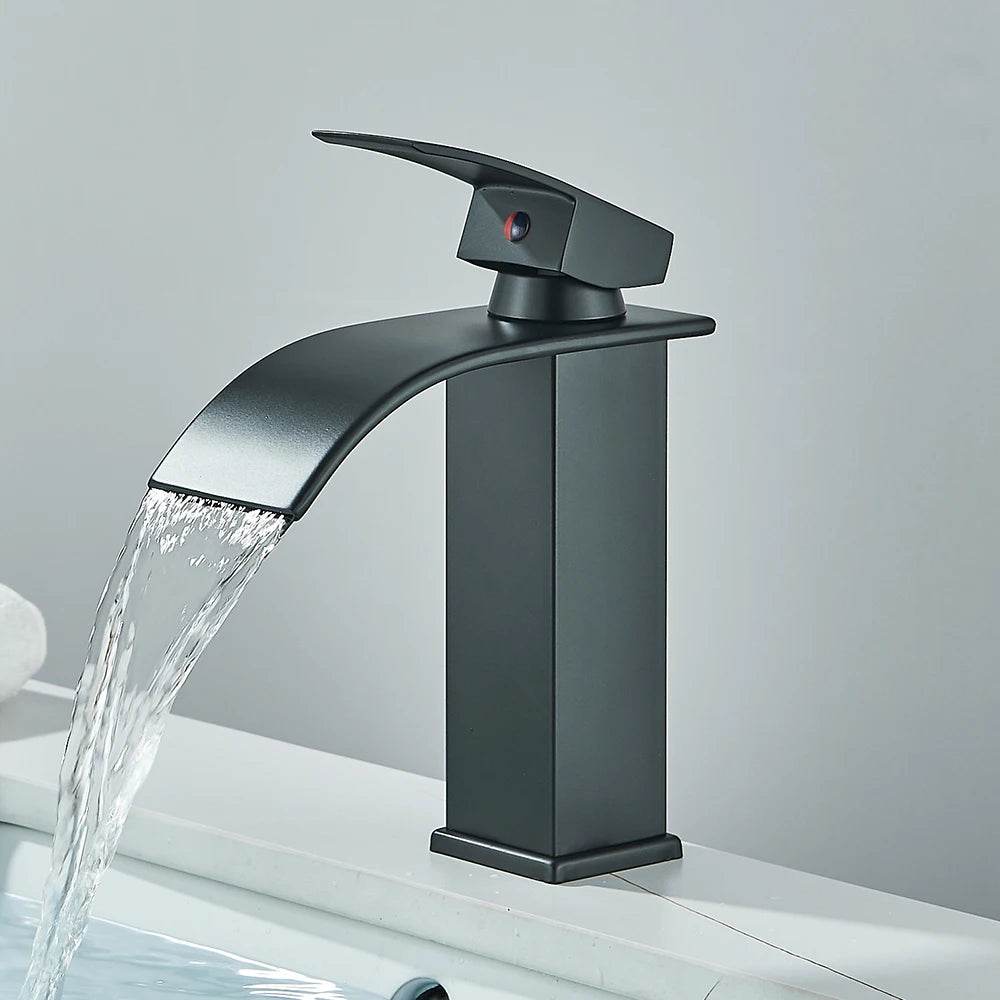 Quyanre Matte Black Waterfall Basin Faucet - Loft&Timber