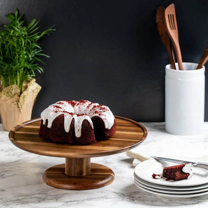 Acacia Wood Round Cake Stand - Loft&Timber