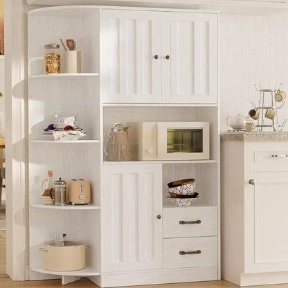 60.4" Farmhouse Kitchen Pantry Storage Cabinet with Doors and Adjustable Shelves - Loft&Timber