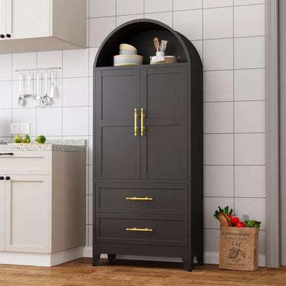 73" H Metal Tall Arched Pantry Cabinet - Loft&Timber